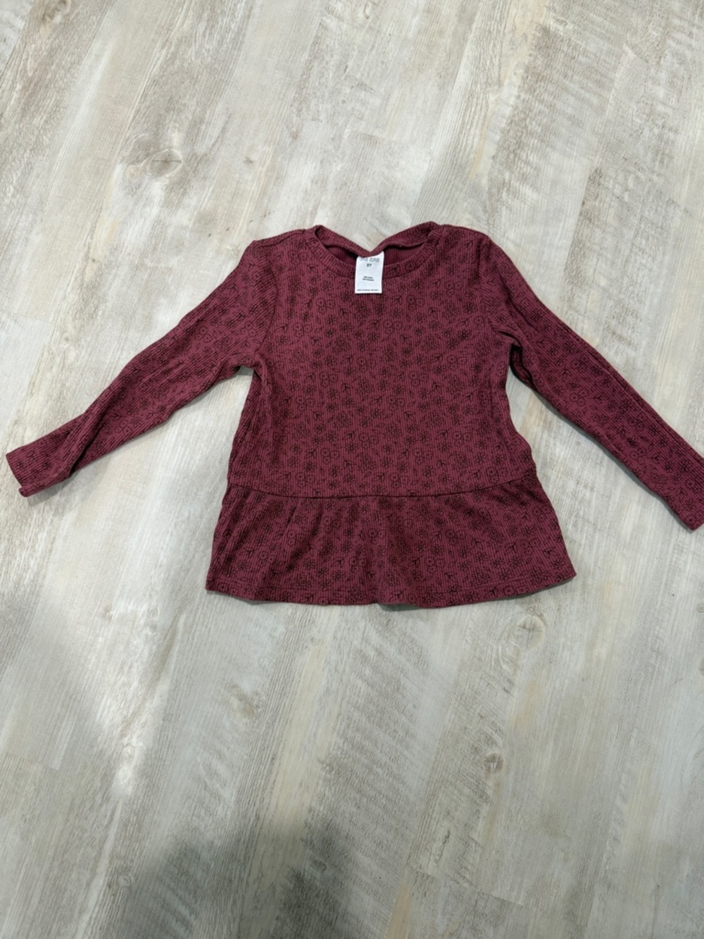 okie dokie Burgundy Long Sleeve Peplum Top